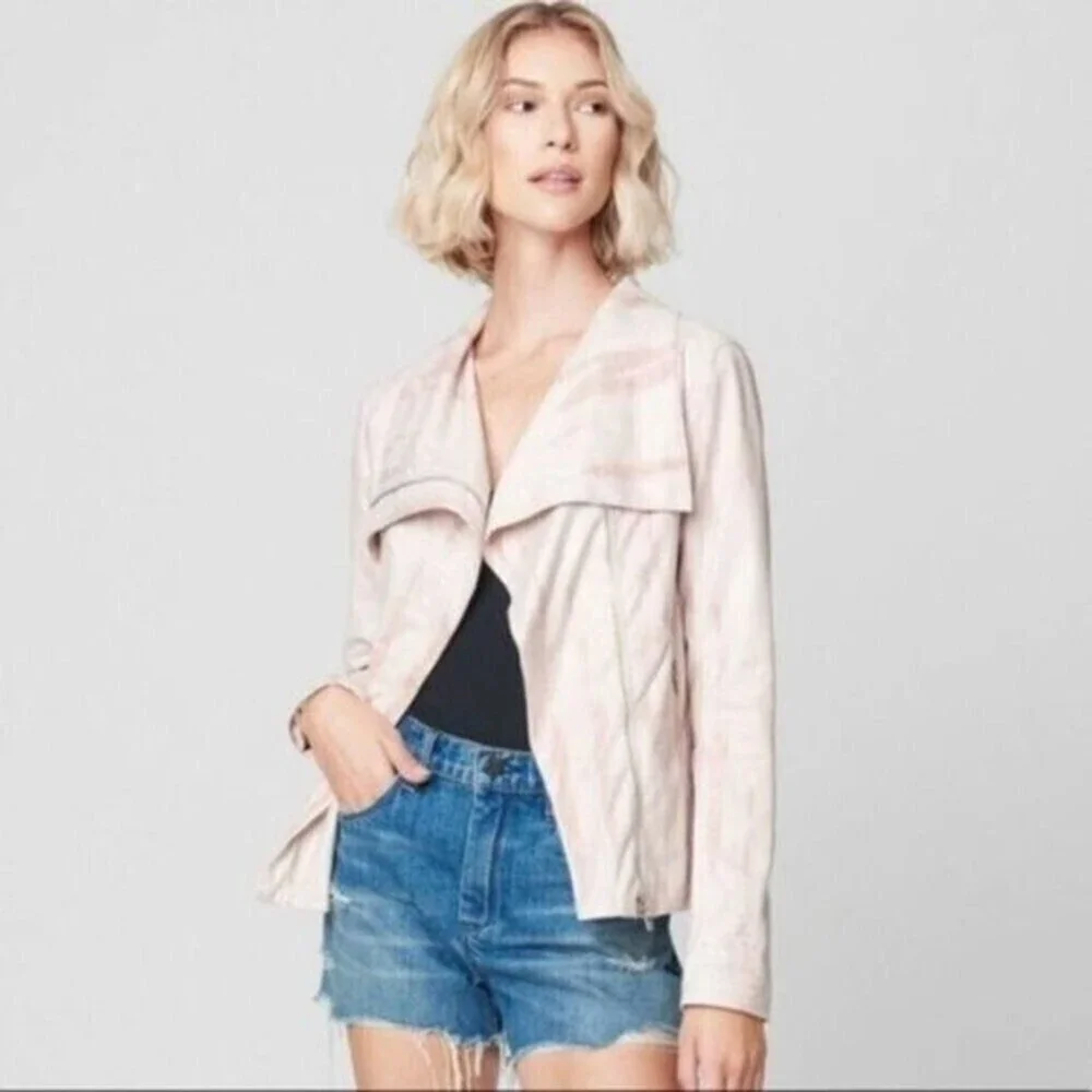 BLANKNYC Tie Dye Faux Suede Drape Front Jacket